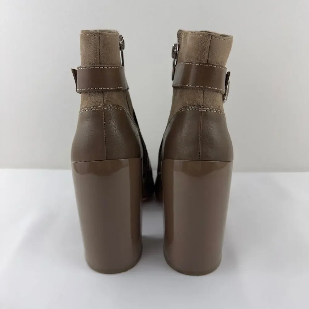 Vince Camuto Erillie Buckle Block‎ Heel Bootie Ankle Boot in Wild Mushroom W-7